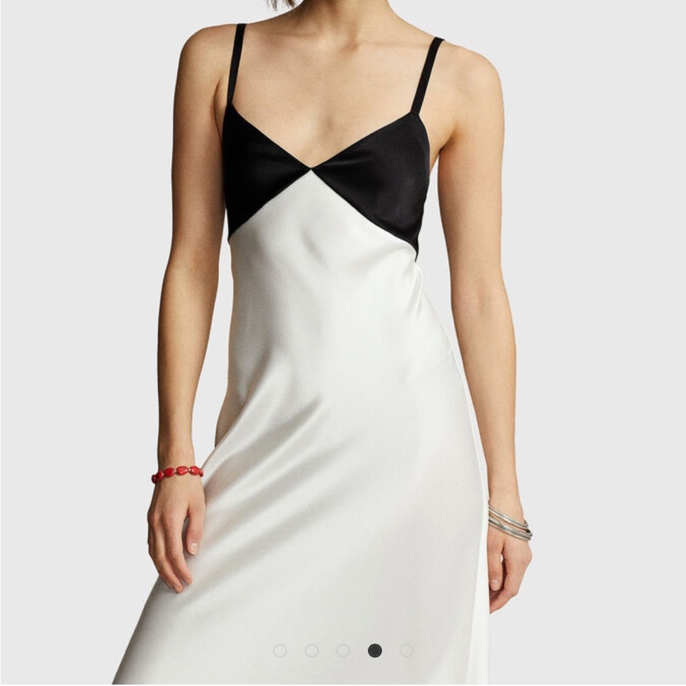 Polo Ralph Lauren Black and White Satin Gown
